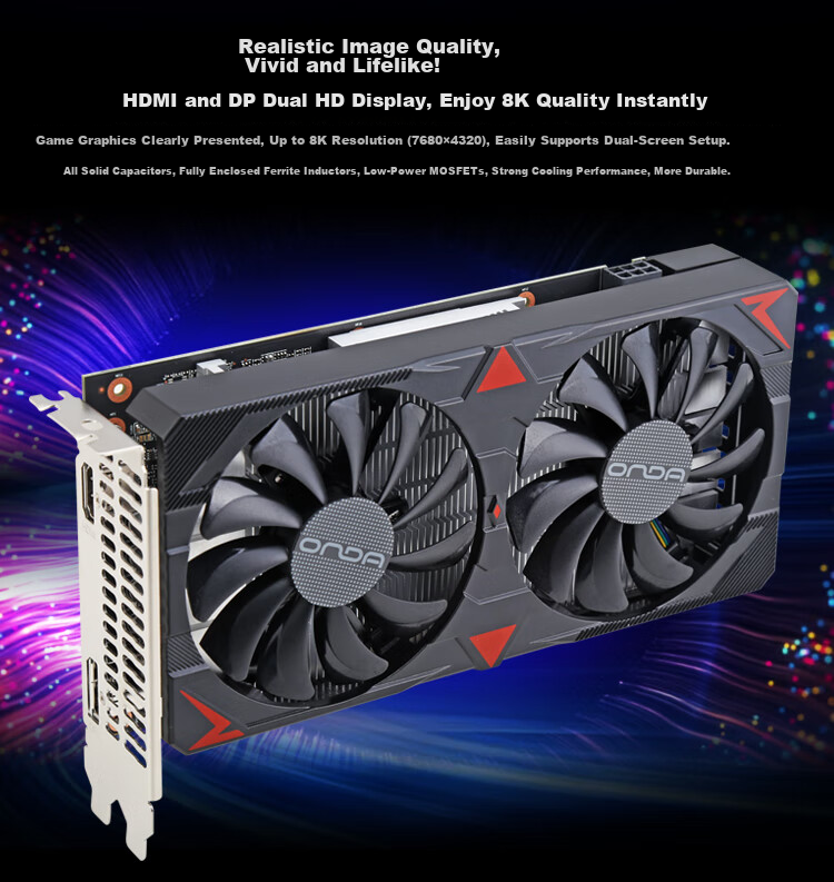 ONDA RX6500XT Shield 4GD6 4GB GDDR6 Gaming Graphics Card 4
