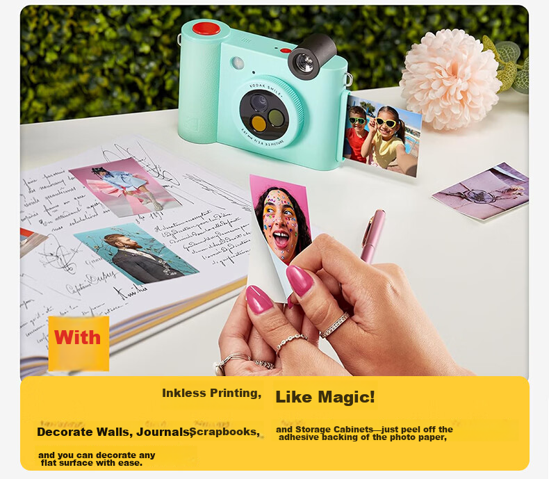KODAK Smile+ Instant Camera (10MP, 3 Filters, ZINK Inkless Printing, Bluetooth Photo Printing, TF Card Support) Green 7
