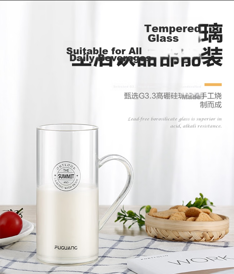 Fuguang Heat-Resistant Large Capacity Explosion-Proof Glass Flower Tea Cup with Handle for Men and Women, Coffee Office Water Mug 2
