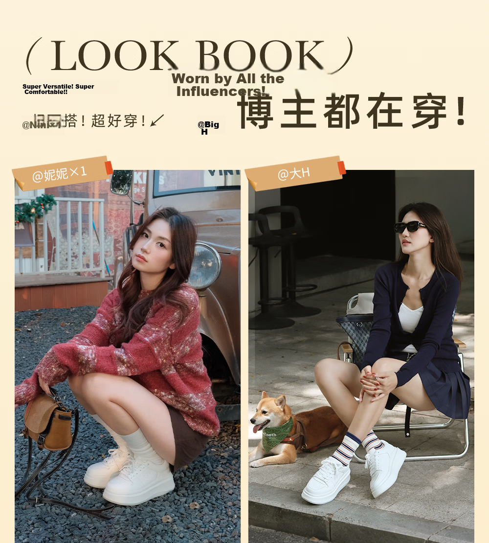 TATA TATA Sun Leyan Same Style White Whale Thick Sole Casual Sneakers Women Fleece Lined White AM6 Size 37 3