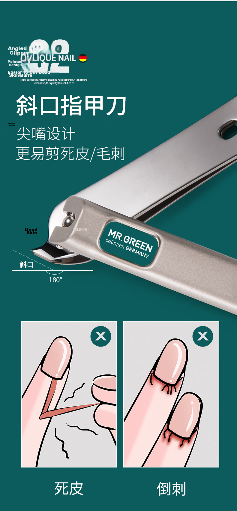 MR.GREEN German Nail Clipper Set Nail Clippers Nail Nippers Nail File Ear Pick Nose Hair Scissors Tweezers Imported Stainless Steel Gift Manicure Gift Box 6-Piece Set Mr-6023 Teacher's Day Gift 6