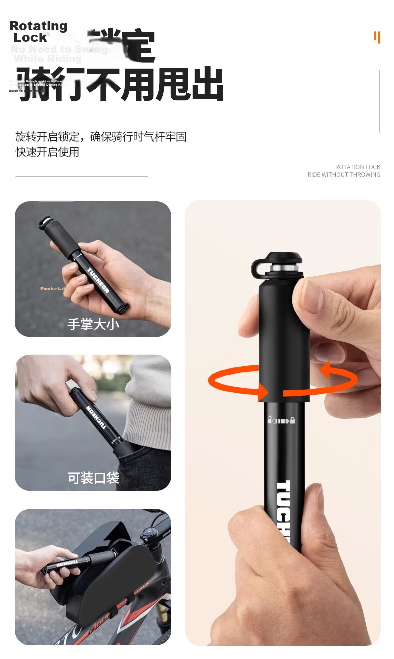 Ousen Portable Mini Bicycle Pump Road Mountain Bike Emergency Cycling Inflator Pump 10