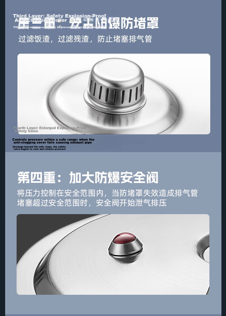 ASD High-Pressure Cooker Explosion-Proof 304 Stainless Steel Household Pressure Cooker Gas Stove and Induction Cooker Compatible 24cm YS24A13WG 10