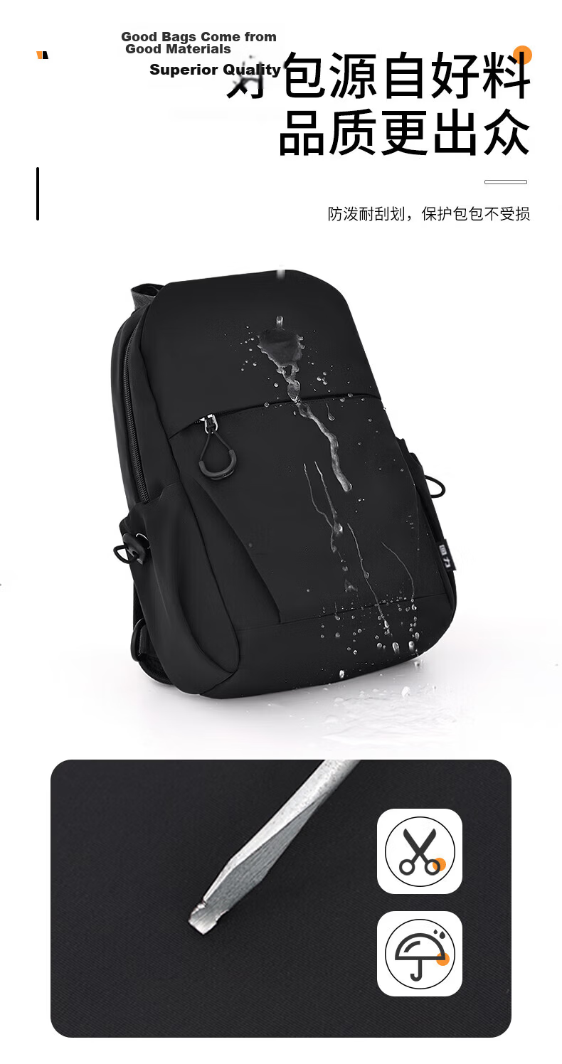 Warrior Men's Crossbody Bag Large Capacity Chest Bag Shoulder Bag Fashion Commuter Travel Work Business Water-Resistant Phone Bag 8