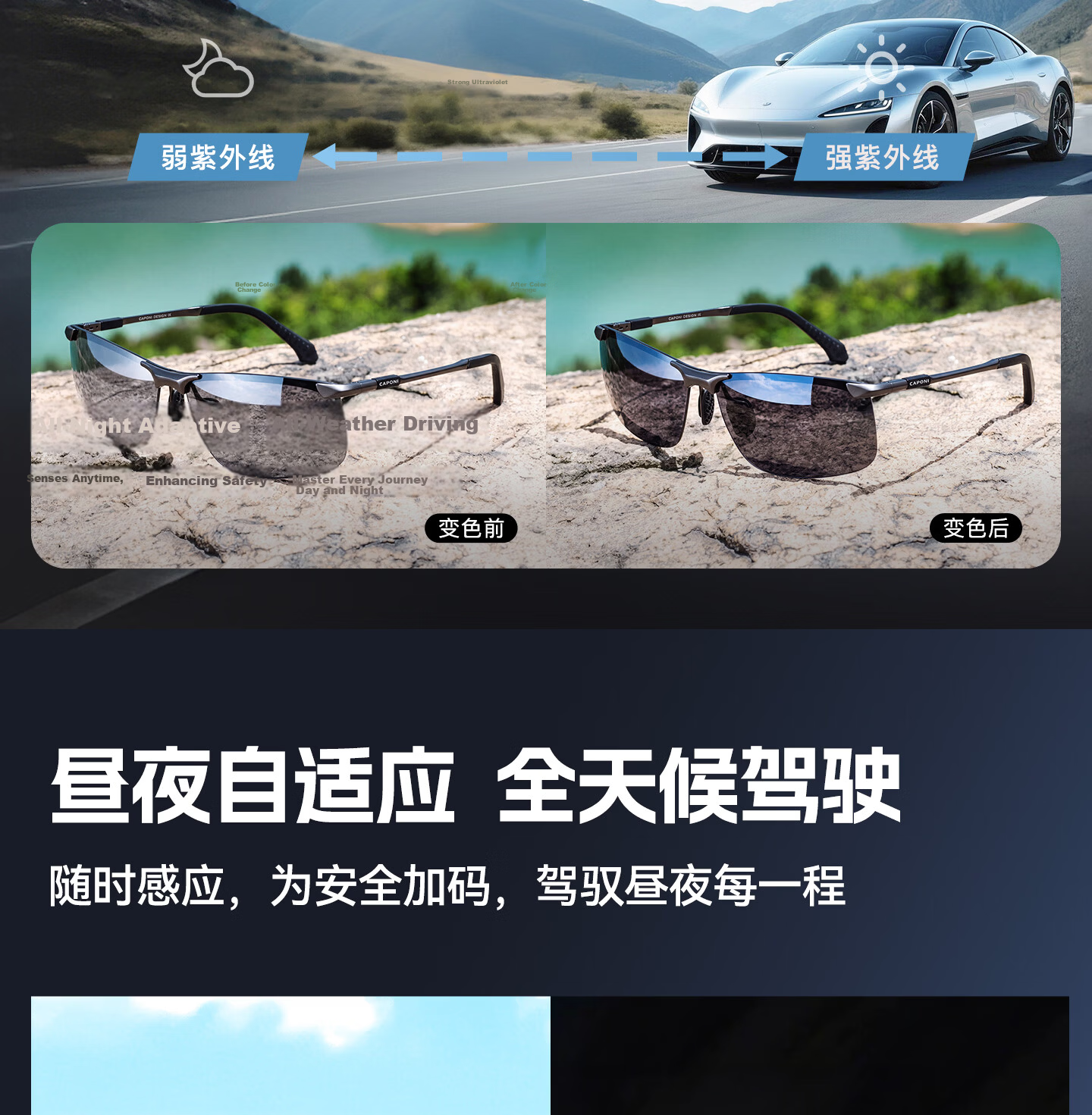 Jiaboli Polarized Photochromic Sunglasses for Men, Driving Sunglasses, Cycling Glasses, Day And Night Use, Driving UV Protection, Anti-Glare 10