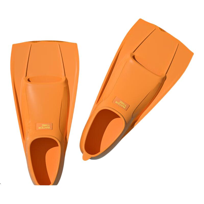 WATERTIME / Shuichuan Adult Freestyle Professional Swimming Training Short Flippers, Silicone Children's Duck Flippers Equipment, Orange, Size 42