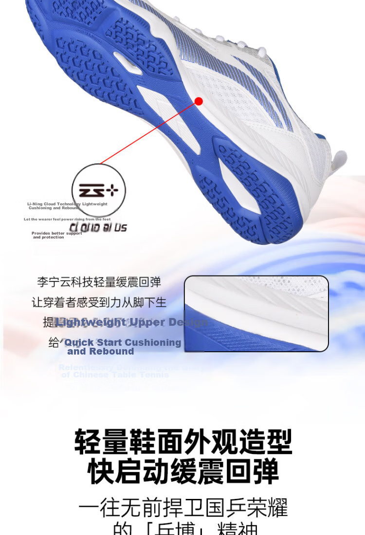 Li-Ning Table Tennis Shoes National Team Training Edition Unisex Professional Non-Slip Ping Pong Sports Shoes I Eagle Eye 3.0 ESS White Black Size 41 12