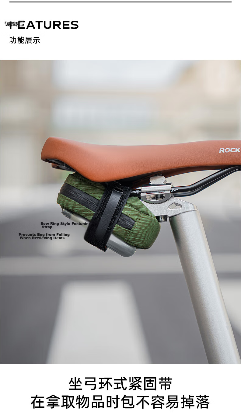 ROCKBROS Bicycle Bag Road Bike Tail Bag Compact Portable Seatpost Saddle Bag Cycling Accessories Black 3