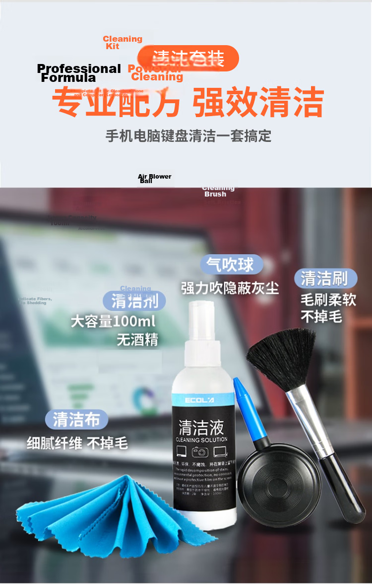 ECOLA Screen Cleaning Cloth, Laptop Phone Camera Lens TV LCD Display Cleaning Cloth Tool, Suede, Chamois Cloth CD-CCT02 4