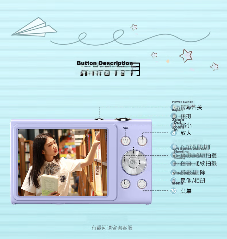 CAIZU C8 Dual Rear And Front Camera 64MP Digital Camera, Entry-Level Student Selfie Vlog Mirrorless Camera, 4K Video Recording Alternative to CCD Card Camera 11