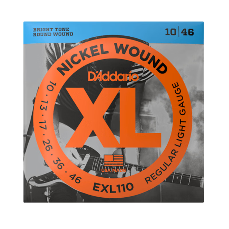 D'Addario EXL110 American Imported Electric Guitar Strings Carbon Coated Nickel Steel Soft Gauge 10-46
