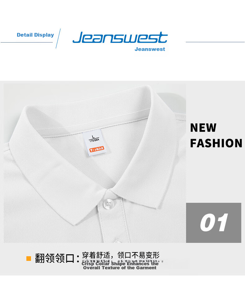 Jeanswest Men's Short Sleeve Polo Shirt 2026 Summer New Imitation Cotton Solid Color Loose Casual T-Shirt Base Shirt Black XL 17