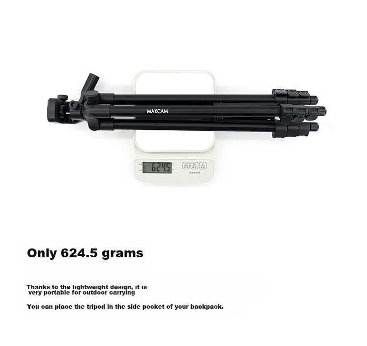 MAXCAM M-TL-03 Lightweight Portable Aluminum Alloy Tripod with Pan Head for Mirrorless Cameras, Digital Cameras, Camcorders, Travel, Mobile Phones, Live Streaming, Selfie, and Fill Light Stand 4