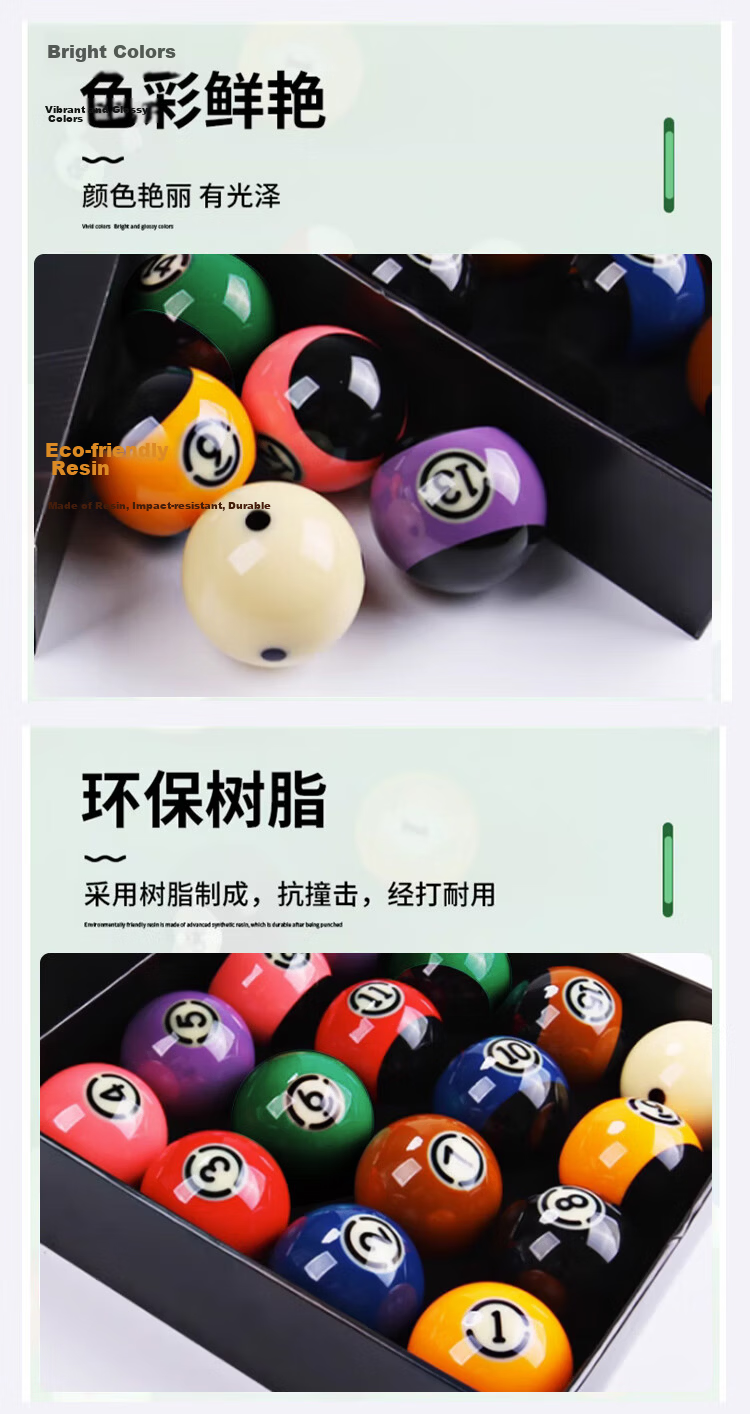 LIVEX Chinese Style Black 8 Standard 8A Crystal Billiard Ball American 16-Color Large 57.2MM Billiard Accessory 8