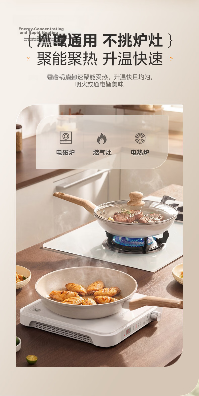Midea Titanium Non-Stick Frying Pan 24cm for 1-3 People, Compatible with Induction and Gas Stoves, Ideal for Eggs, Steak, and Pancakes 22
