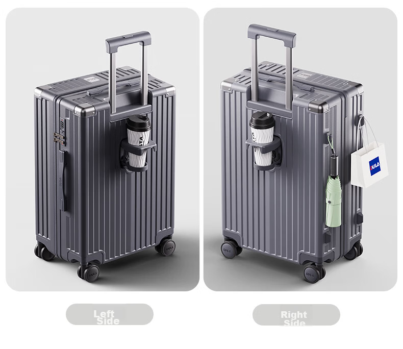 DULA Stylish Luggage with Cup Holder, Multifunctional Suitcase for Men And Women, Travel Case with Password Lock, Space Gray, 24 Inches 32