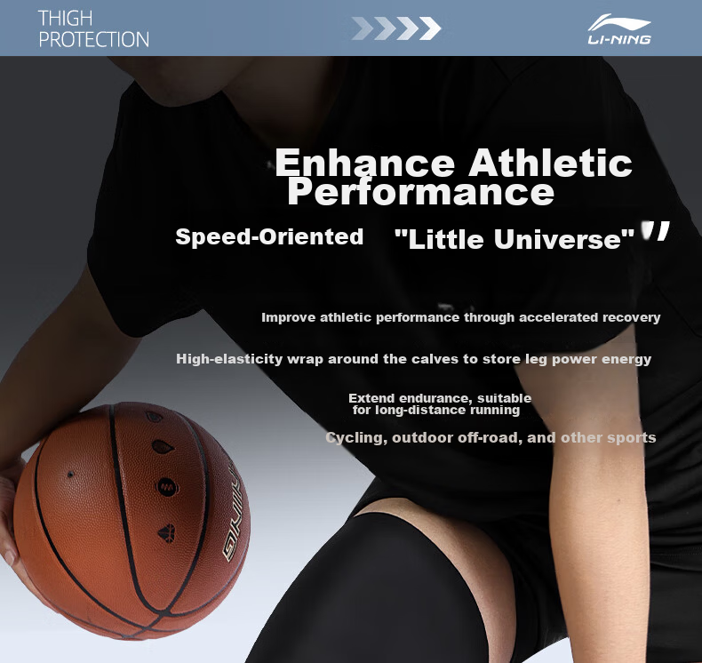 Li-Ning Basketball Leg Sleeves Thigh and Calf Compression Sleeves Long Breathable Knee Support for Men Running Sports 14