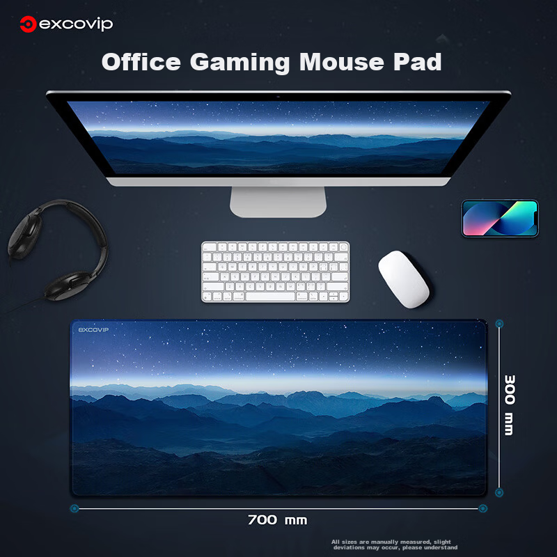 EXCO Mountain Starry Night Large Mouse Pad Extended Oversized Gaming Computer Desk Mat E-sports Keyboard Pad Office Thickened Anime Cartoon 700*300mm Desk Mat 0062 5