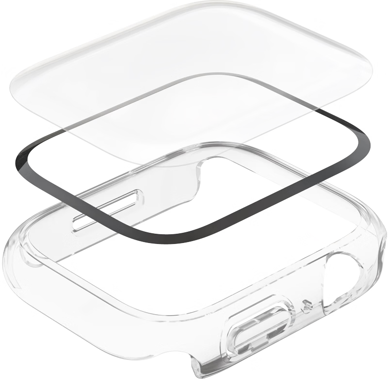 BELKIN Apple Watch Full Coverage Transparent Protective Case with Tempered Glass Screen Protector for Apple Watch Series 9, 2-in-1 Full Screen Anti-drop Case Film, Compatible with 45mm Apple Watch Ser