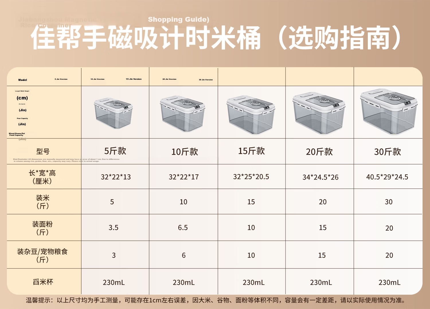 Jiabangshou Rice Container, 30 Jin Capacity, Sealed, Insect-Proof, Moisture-Proof, Rice Storage Bin, Rice Storage Box, Flour Storage Jar for Home Use 1