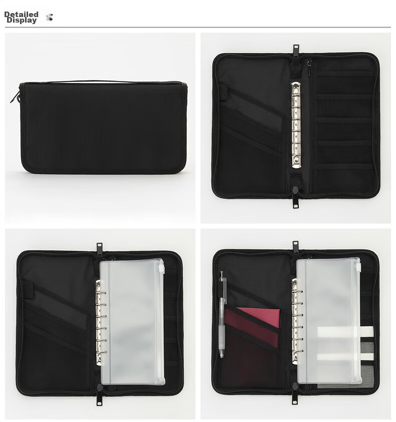 MUJI Polyester ID Holder Transparent Inner Pocket Gift Black 3