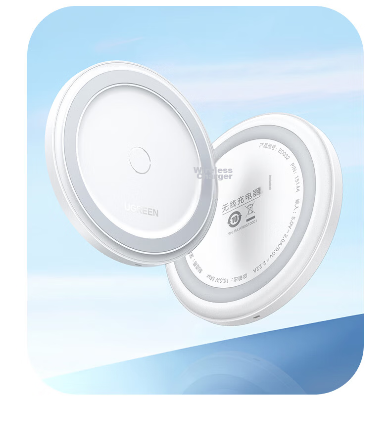 UGREEN Wireless Charging Stand for Apple iPhone 17/16/15/14/13 Pro Max/12/X/8P, Huawei Phones, Xiaomi Android 15W Desktop Charger with Earphone Holder 13