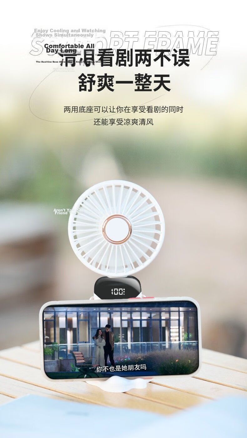 Capeden Handheld Mini Fan Multifunctional Digital Display Long Battery Life Portable USB Rechargeable Fan for Office Dorm Desktop Outdoor F01i/N15 White 10