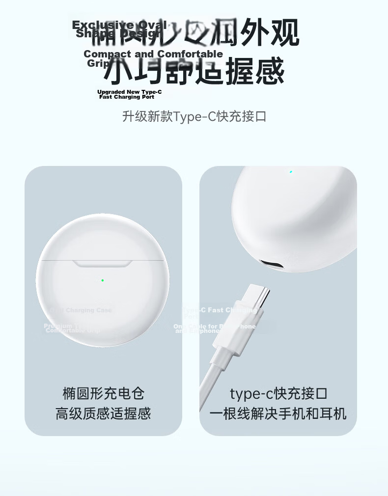 Zhiguozhe Bluetooth Earphones Semi-In-Ear Wireless for Huawei Honor Phones 2026 Latest Long Battery Life Music Noise Cancelling Compatible with Xiaomi Vivo Ear-Friendly 4