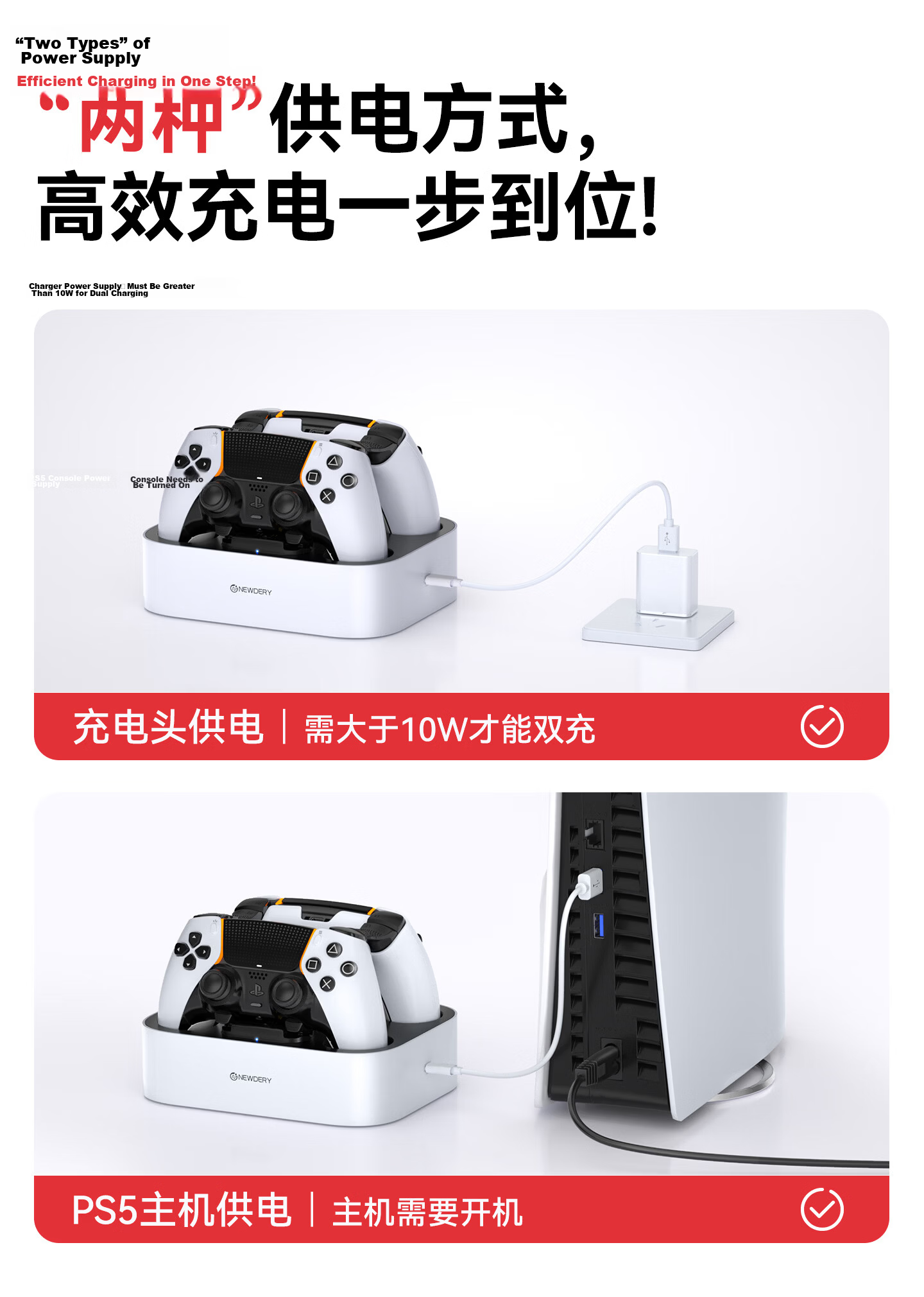 NEWDERY PS5 Console Base Elite Controller Charging Dock Slim Charging Stand Pro Gaming Console Storage Rack Headphone Hook DSE Organizer Optical Drive Digital Edition Accessories 6