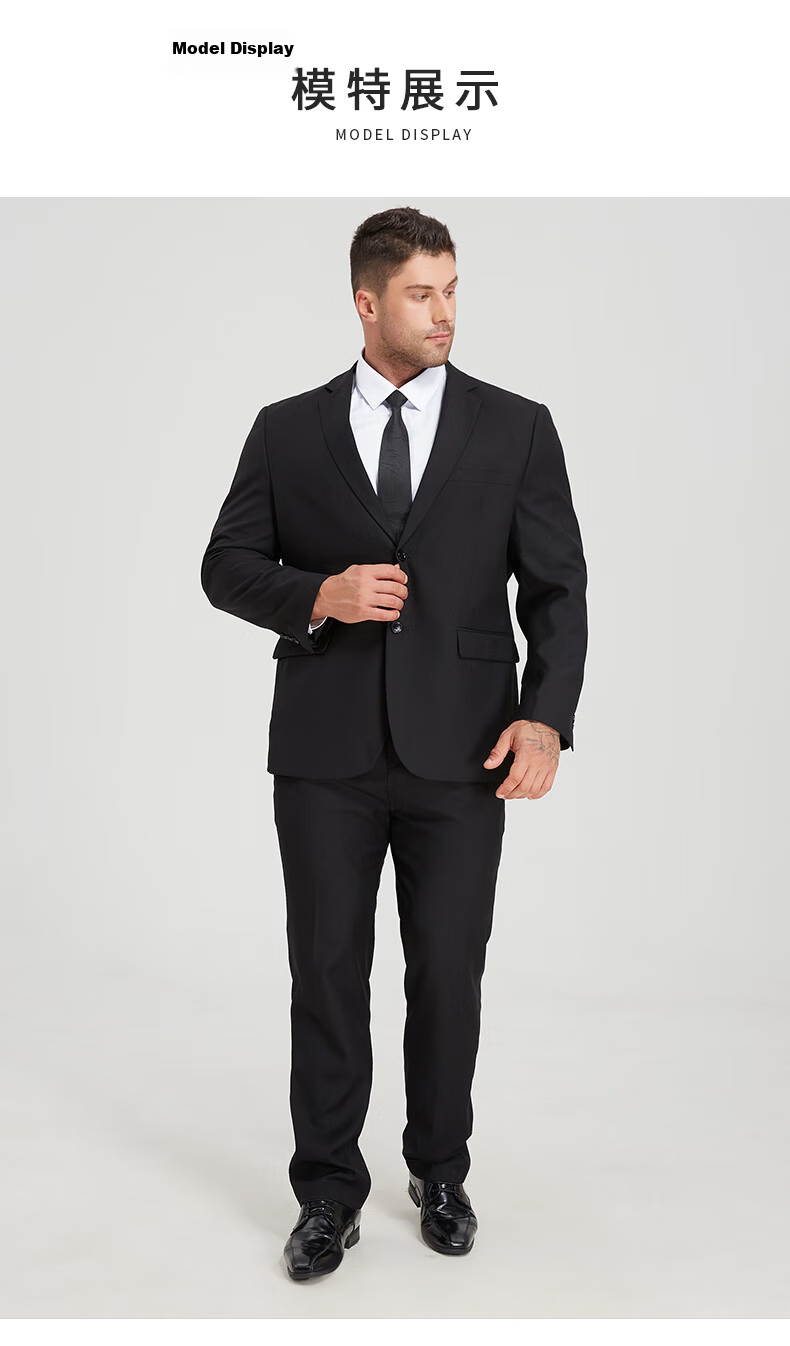 Dibinze Plus Size Men's Suit Set Loose Fit Big and Tall Formal Blazer Groom Best Man Wedding Attire 17