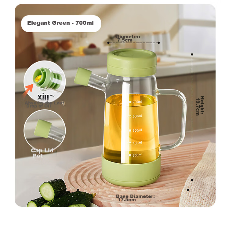 YOUAO [Fireproof] Glass Oil Bottle, Non-Drip High Borosilicate Transparent Oil Bottle with 304 Stainless Steel Filter Mesh, 1000ML 10