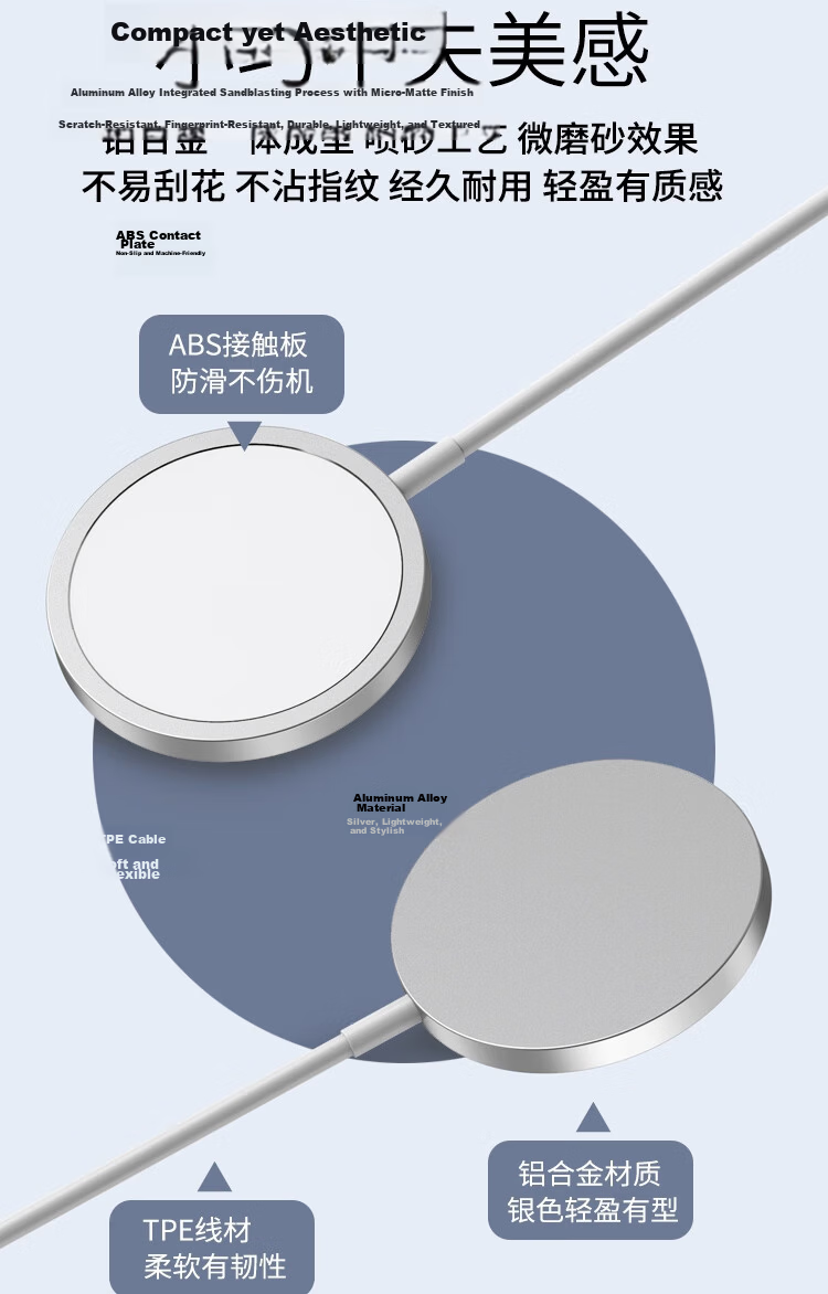 ESCASE Wireless Charger Magsafe Magnetic Charging Adapter for Huawei Mate60 Pro Apple iPhone 18 Pro AMX Phone Earphones AirPods 5/4/3 Pro 2nd Gen FM13 Pro 12