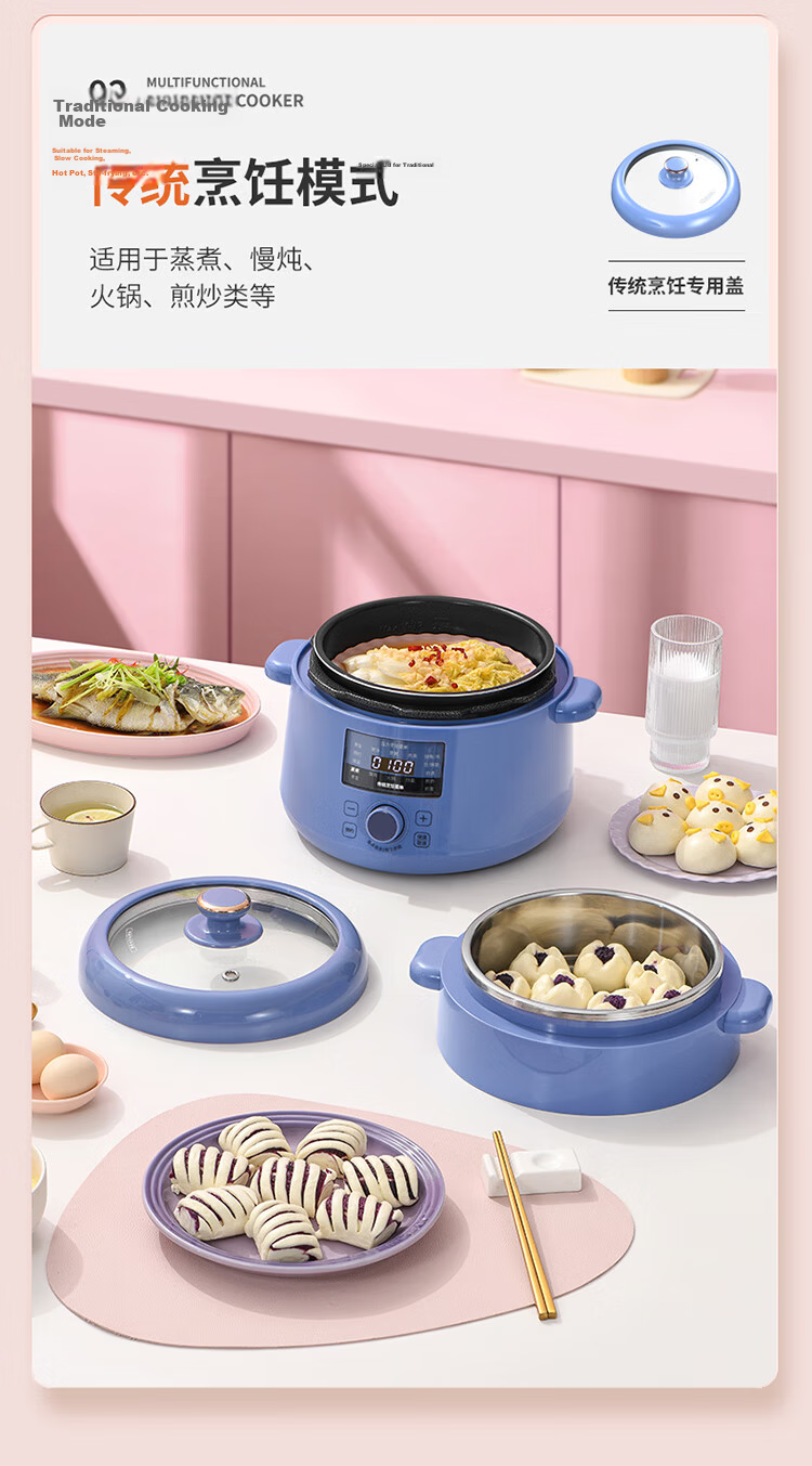 Liven Electric Pressure Cooker for Home Use, High-Pressure Rice Cooker with Lid, Hot Pot, Smart Reservation, 304 Stainless Steel, Non-Coated Double Inner Pot, 1-2 People Capacity, 1.8L Volume, YLG-D1850 7