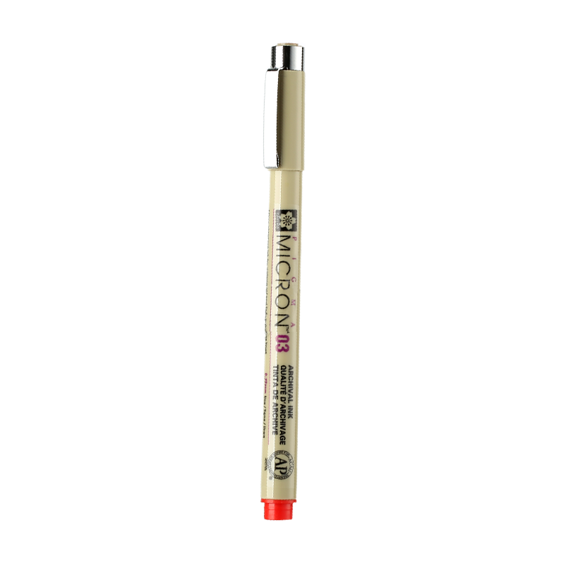 SAKURA PIGMA Colored Needle-Tip Pen, Line Drawing Pen, No. 03 0.35mm (Red), Imported from Japan, Signature Pen, Drawing Pen, Student And Children's Art Drawing Pen, Outlining Hand-Drawn Design Pe