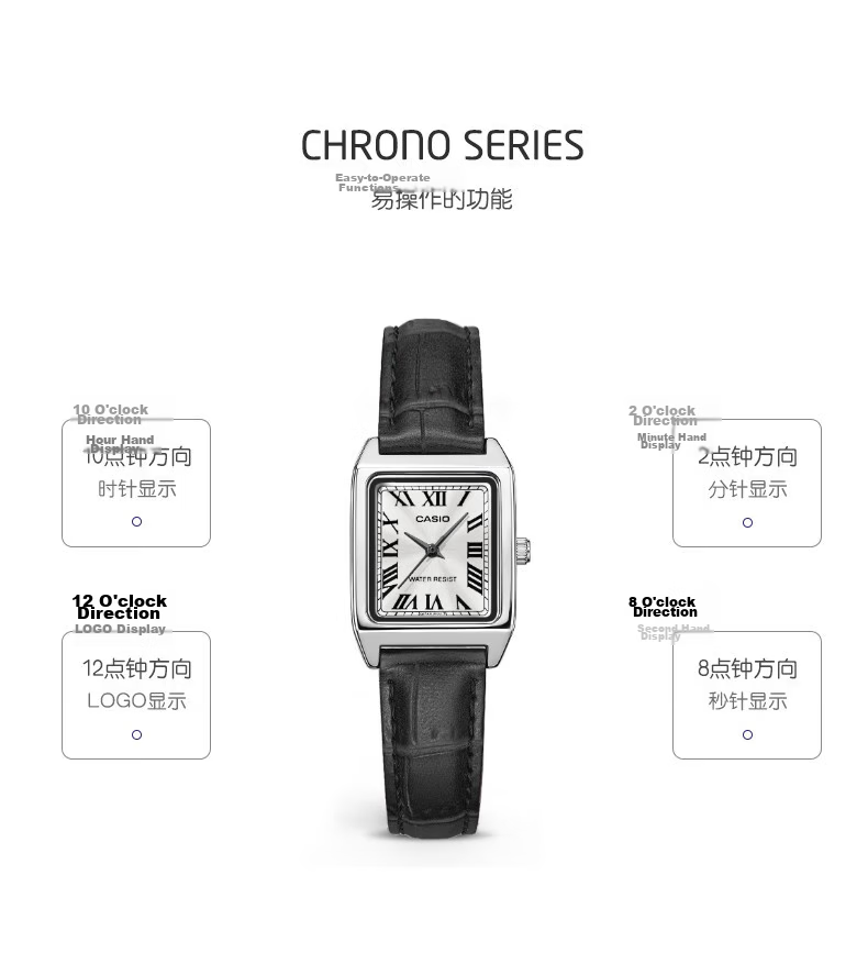CASIO Women's Small Square Vintage Quartz Watch for Students LTP-V007L-7B1 9