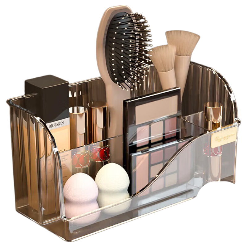 EACHY Transparent Gold Bathroom Cabinet Storage Box Organizer Makeup Lipstick Holder Shelf