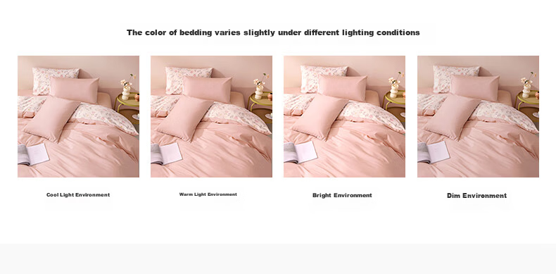 LOVO Pure Cotton Four-Piece Bedding Set, 100% Cotton Bedsheet And Duvet Cover for Double Bed, 220*240cm, Beige 20