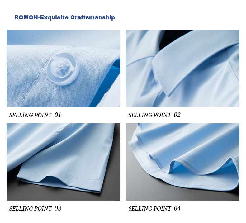 Romon Modal Men's Business Short Sleeve Non-Iron Dress Shirt Summer Thin Formal White XL 7