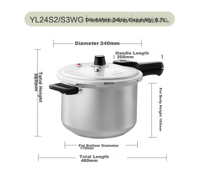 ASD High-Pressure Cooker, Aluminum Alloy Explosion-Proof, Six Safety Features, 6.7L Pressure Cooker, Gas And Open Flame, YL24S2WG 25