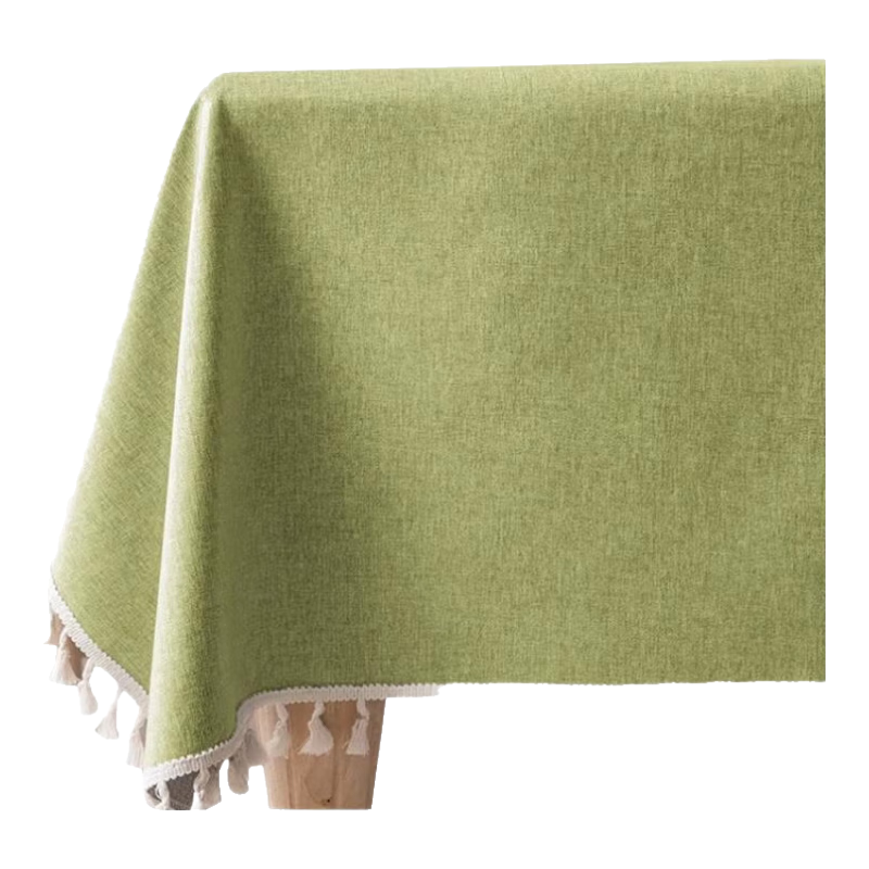40,000 KM Cotton Linen Tablecloth Waterproof Oil-Resistant Solid Color Rectangular Tassel Dining Tablecloth Coffee Table Cover 90*140cm