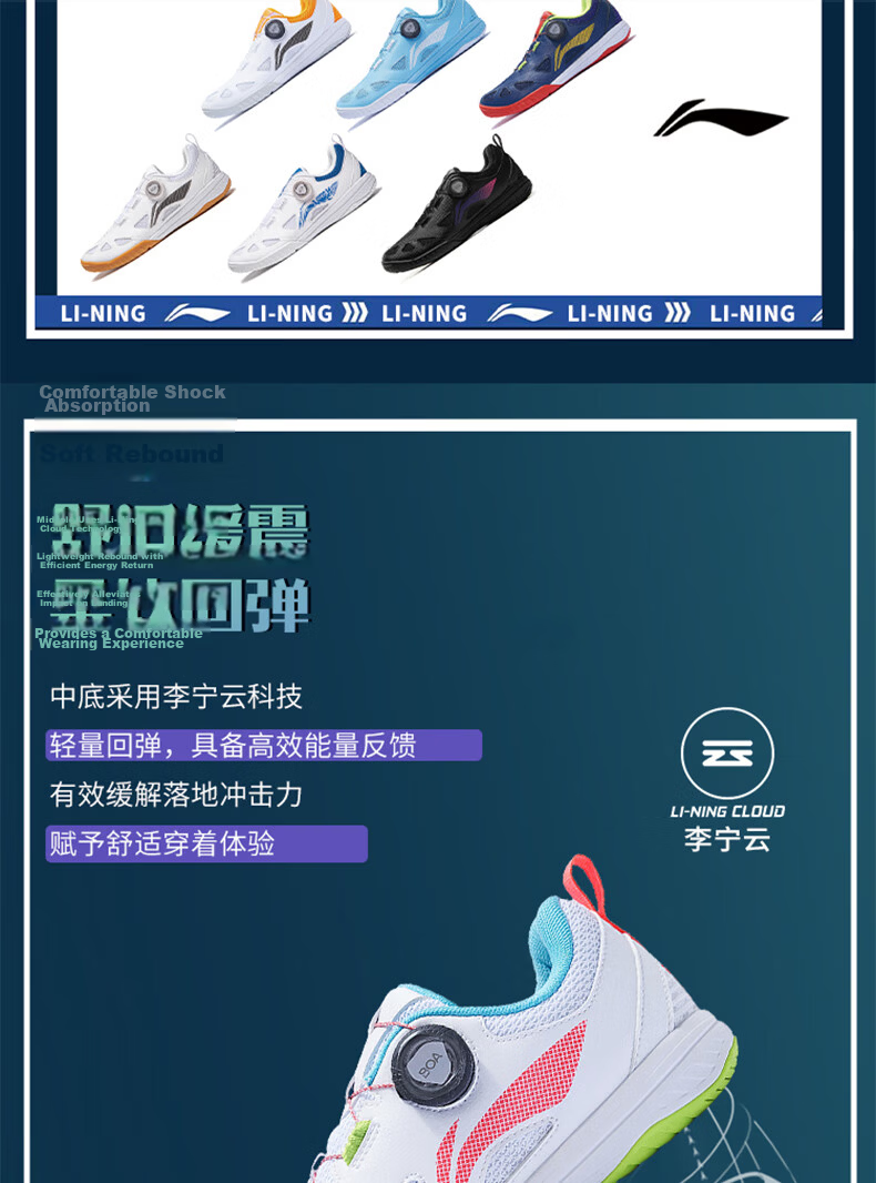 LI-NING MAGE ESS Table Tennis Shoes Professional Unisex Badminton Training and Competition Sports Shoes Bright Blue Size 41 2