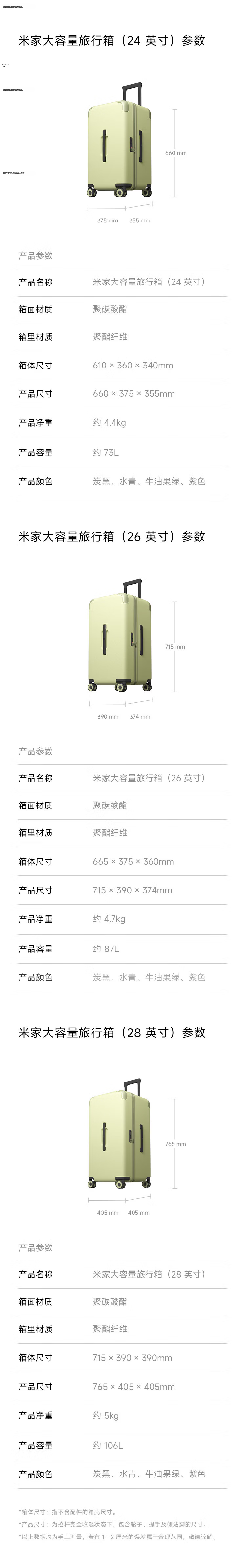 Mijia Xiaomi Luggage, 28-Inch Suitcase, Large Capacity Travel Case, Spinner Wheels, Password Lock, for Men And Women, Avocado Gree 7