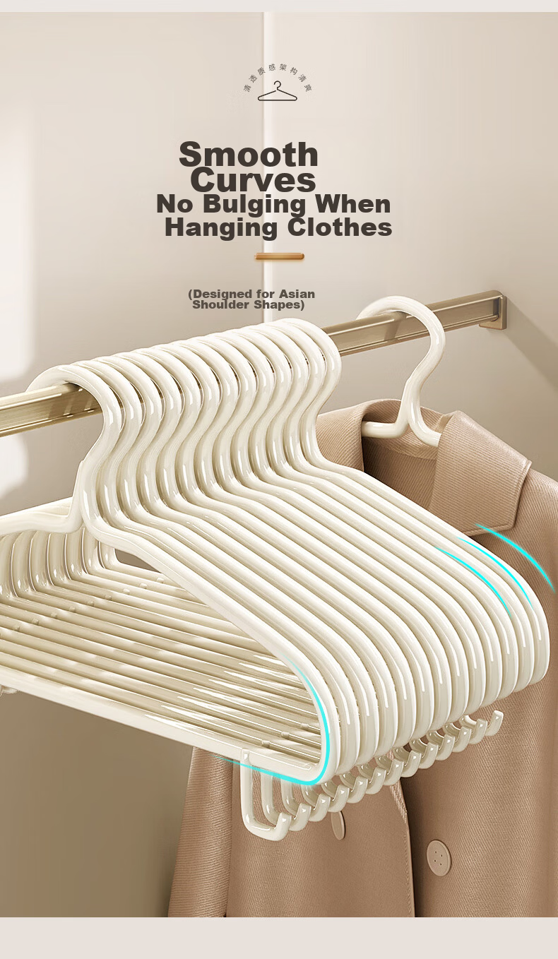 Baicaoyuan Thickened Non-Slip Clothes Hangers, Large Size, 10-Pack for Adult Home and Student Dormitory Use 5