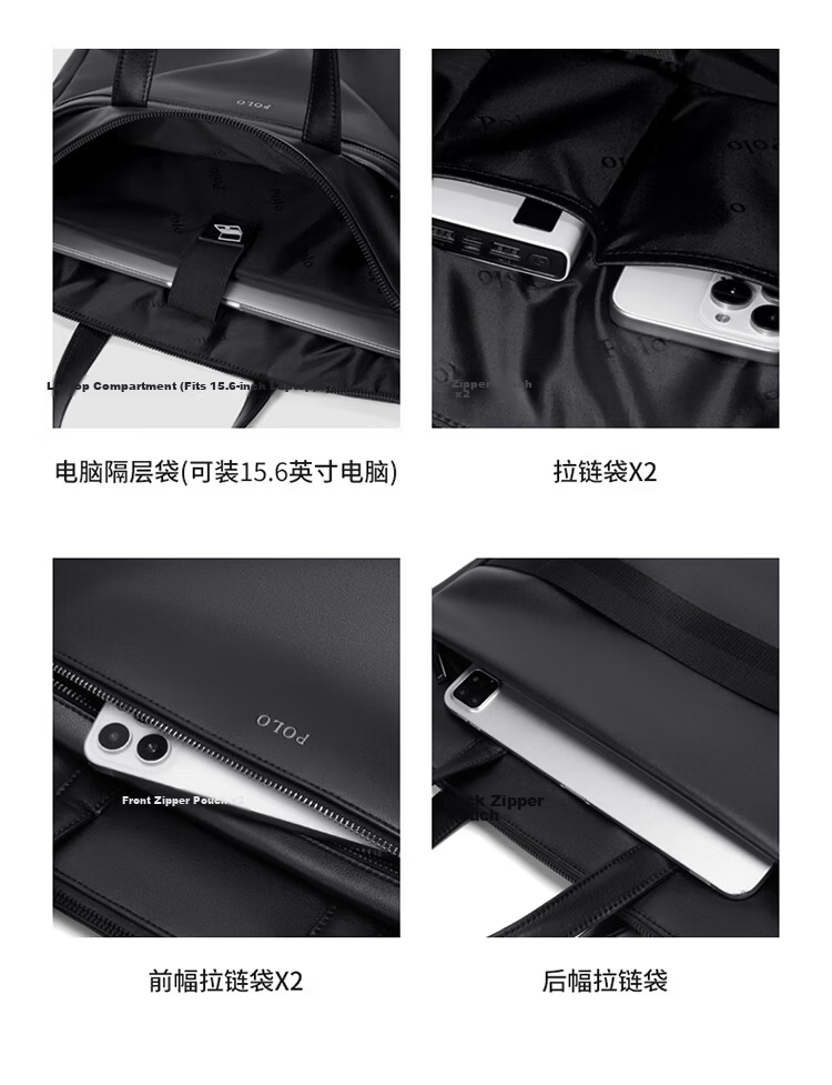 POLO Men's Business Briefcase 16-inch Laptop Bag Conference Shoulder Bag for Business Trip 10