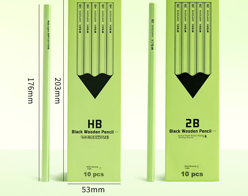 M&G Stationery HB Pencil Black Wood Small Green Hexagonal High-End Pencil for Primary Students Marking Pencil Exam Special Back-to-School Handwriting Drawing 10pcs/Box AWP32019 26