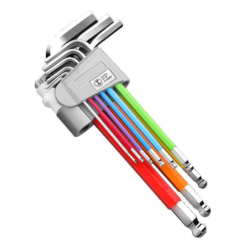 Green Forest Household Hex Key Wrench Set Colorful Ball End Flat Head Extended 9-Piece Set