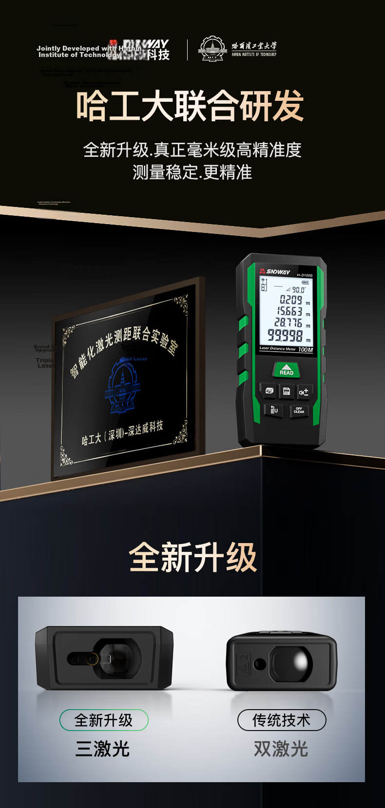 SNDWAY Laser Rangefinder, Outdoor High-Precision Green Laser Ruler, Infrared Electronic Measuring Device for Rooms, SW120GQ 5