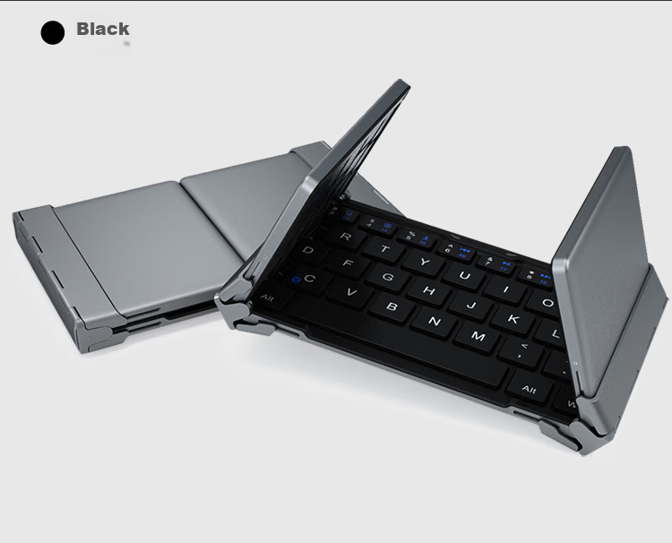 B.O.W Hangshi HB066 Foldable Wireless Bluetooth Keyboard Compatible with IPad Tablet Phone Computer Universal Office Mini Keyboard Standard Version Black 11