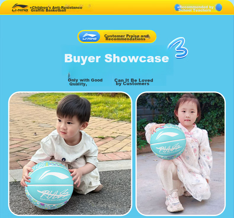 Li-Ning Basketball for Children, Size 5, for Elementary School Students, Young People, Indoor And Outdoor Training, Durable, Size 5, Gift Basketball 7