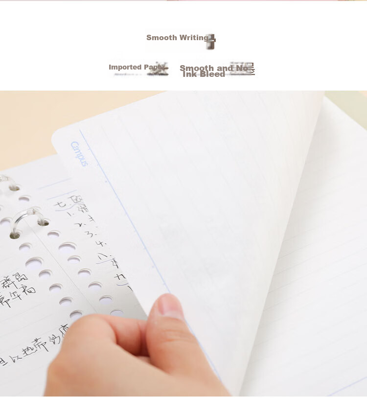 KOKUYO Muyemengjing Series Four-Ring Loose-Leaf Notebook with Large Capacity Replaceable Pages, B5/40 Pages Ruled, Snow Blue, 1 Book WSG-RUNP81LB 7